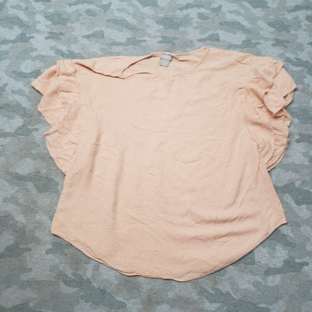 Chico's Top Womens 2 Pink Ruffle Short Sleeve